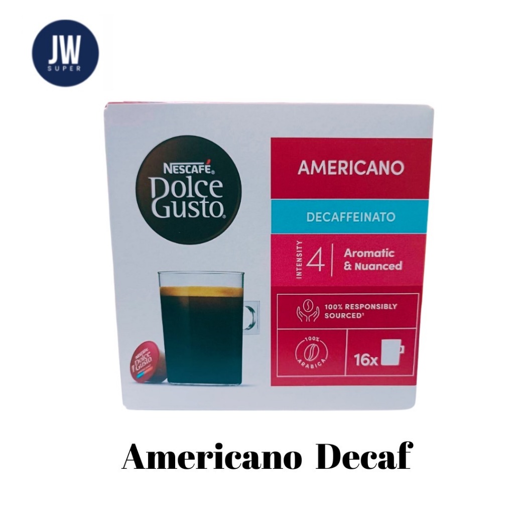 Americano Decaf  อเมริกาโน่ ดีแคฟ   DOLCE GUSTO 16 แคปซูล/ 1 กล่อง ***สินค้านำเข้าจาก EU*** BBE: 31/12/2026