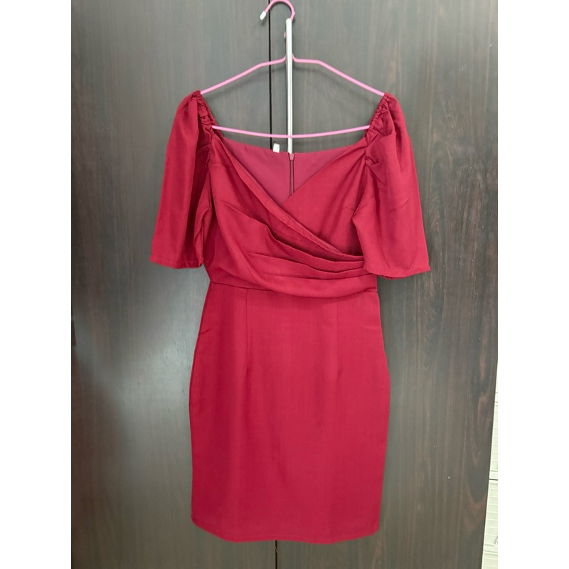 ชุด Dress ใส่ไปงานแต่งได้ (สีแดง)