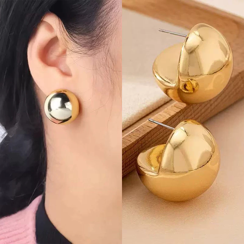 ต่างหูทอง earring ตุ้มหูห่วง ประเภทลูกบอล ต่างหูห่วง หรูหรา jewelry accessories สําหรับผู้หญิง สําหรับผู้หญิง 92.5%เข็มเ