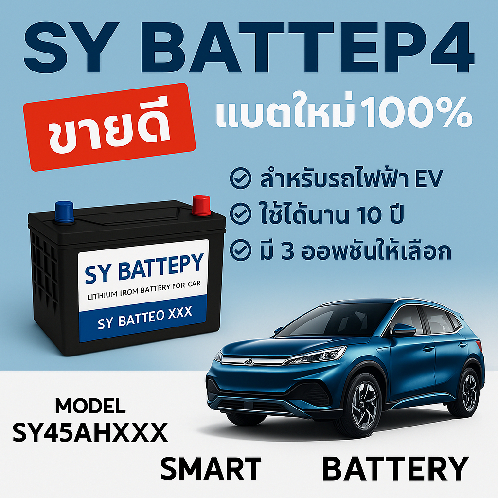 SY Battery แบตเตอรี่ลิเธียมฟอสเฟต LiFePO4 12V เหมาะสำหรับรถไฟฟ้า BYD Atto3 Dolphin MG NetaV X Ora Wu