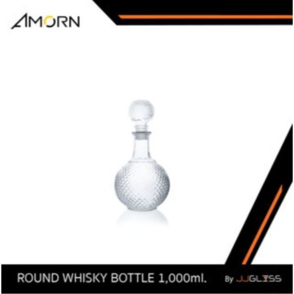 JJGLASS  (AMORN) ROUND WHISKY BOTTLE 1,000ml.  - ขวดแก้วคริสตัล  ขวดไวน์ ขวดใส เหมาะสำหรับใส่วิสกี้ ฝาปิดแน่น