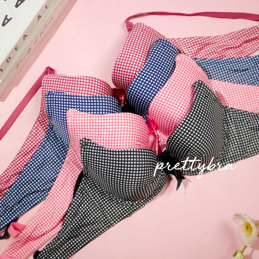 เสื้อในทรงเต้าใหญ่ มีโครง ลายตาราง#keeya663