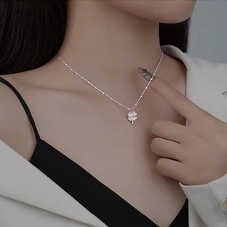 Jewelry Lucky Stone Necklace สร้อยคอทองคำขาว สร้อยหินนำโชค X008L