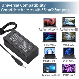 อะแดปเตอร์โน๊ตบุ๊ค TOSHIBA 19V3.42A(65W)หัวขนาด 5.5*2.5mm พร้อมสายไฟAC Laptop Power Notebook Adapter