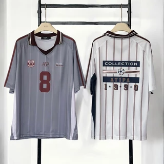 Atipashop - JERSEY OVERSIZE T-SHIRT เสื้อยืด คอปก ทรงโอเวอร์ไซส์ คอวี ทรงสปอร์ต