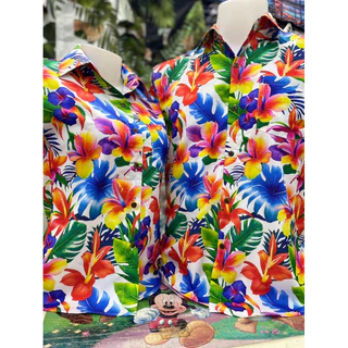 เสื้อคู่ เสื้อทีม ลายดอก 6859 ราคาส่ง สีชมพู สีฟ้า สีแดง