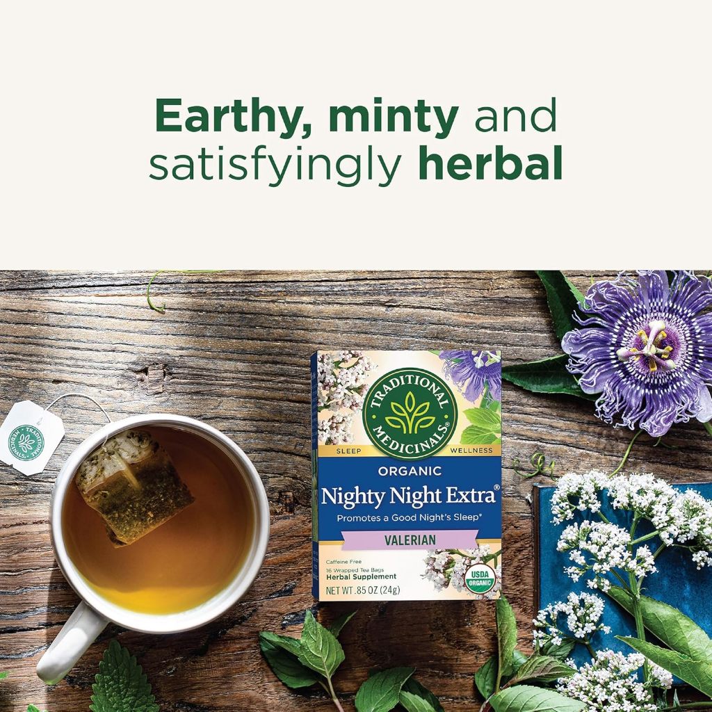 Traditional Medicinals Nighty Night Extra tea ชาส่งเสริมการนอนหลับสนิท ปราศจากคาเฟอีน บรรจุ 16 ถุง