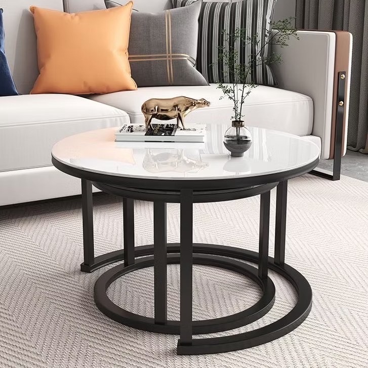 โต๊ะกลางโซฟา กาแฟ มาพร้อมลิ้นชักเก็บของ รับน้ำหนักได้ดี หน้าโต๊ะรองด้วยกระจก สีดำ/สีขาว/สีน้ำตาล - รูปที่ 2