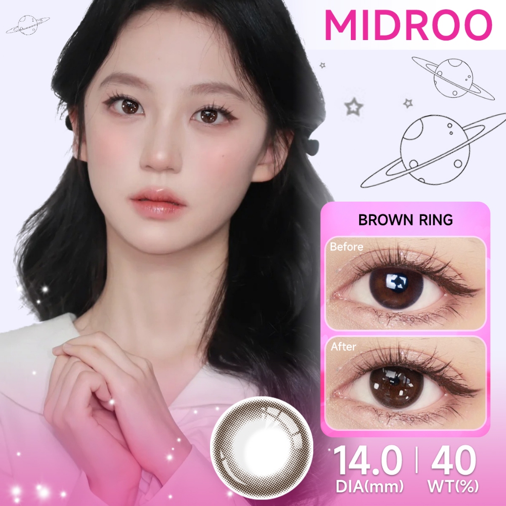 Midroo [0.00-8.00]【COD】สายตาสั้น Natural Ring คอนแทคเลนส์ขนาดเล็ก 14.0mm