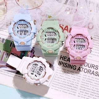 🔥ส่งจากไทย🔥นาฬิกาสปอร์ตนักเรียนกันน้ำสีมาการองสไตล์เกาหลีสําหรับผู้ชายและผู้หญิง