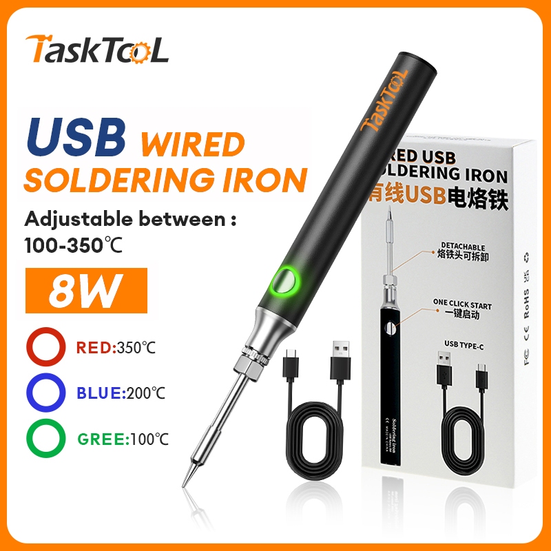 TASKTOOL หัวแร้งบัดกรี 8W ปรับอุณหภูมิได้ บัดกรีแบบพกพา พร้อมที่ชาร์จ USB