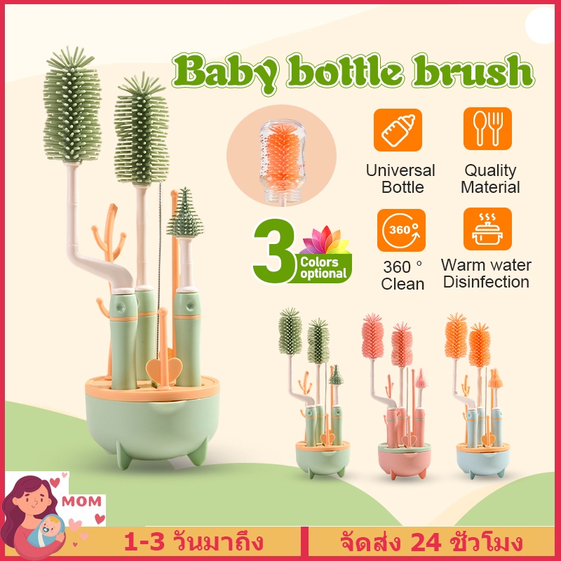 แปรงล้างขวดนม ซิลิโคน 8 ชิ้น วัสดุซิลิโคนและ PP ปลอดภัยสำหรับเด็ก แปรงทําความสะอาดขวดน้ำ