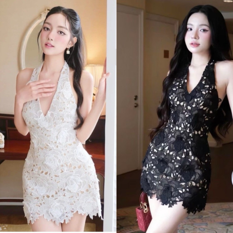 ชุดเดรส มีความหรูหราและแซ่บ sexy เบา ๆ ดูแพง ว๊าวมาก ดีเทลชุดเป็นลูกไม้ทั้งชุด