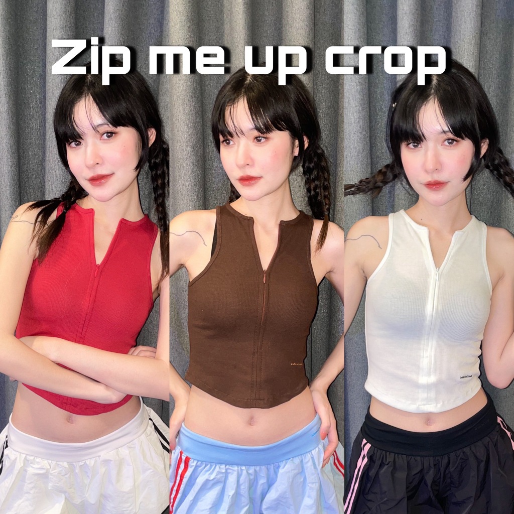 Zip me up Crop เสื้อครอปผ้าร่องซิปหน้า