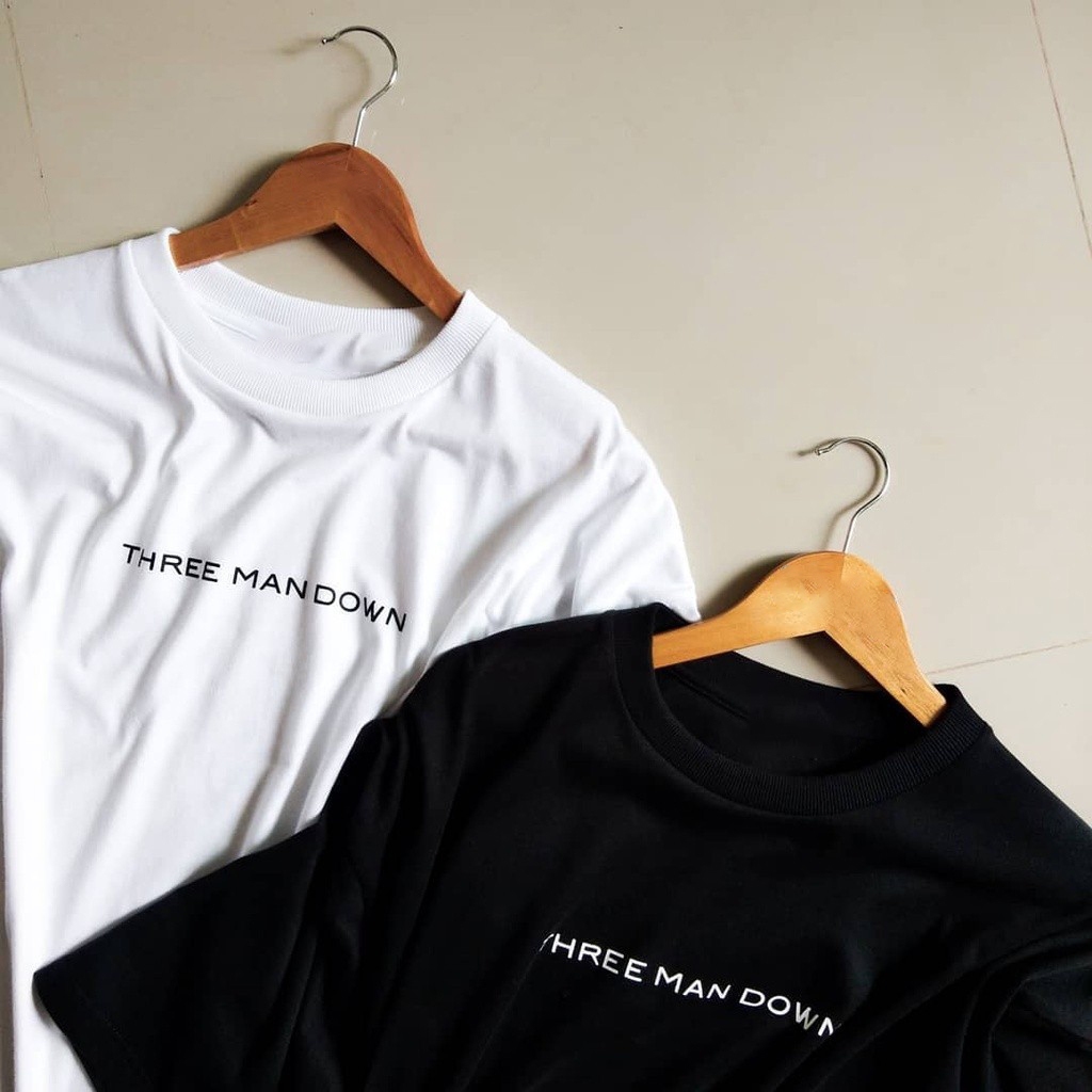 พิมพ์ลาย พร้อมส่ง THREE MAN DOWN - New box logo tee(Black/white) การเปิดตัวผลิตภัณฑ์ใหม่ T-shirt