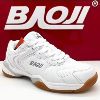 ไซส์ 37-45 รองเท้าแบดมินตัน Baoji พื้นยางดิบ สีขาวล้วน ไซส์เด็ก-ผู้ใหญ่