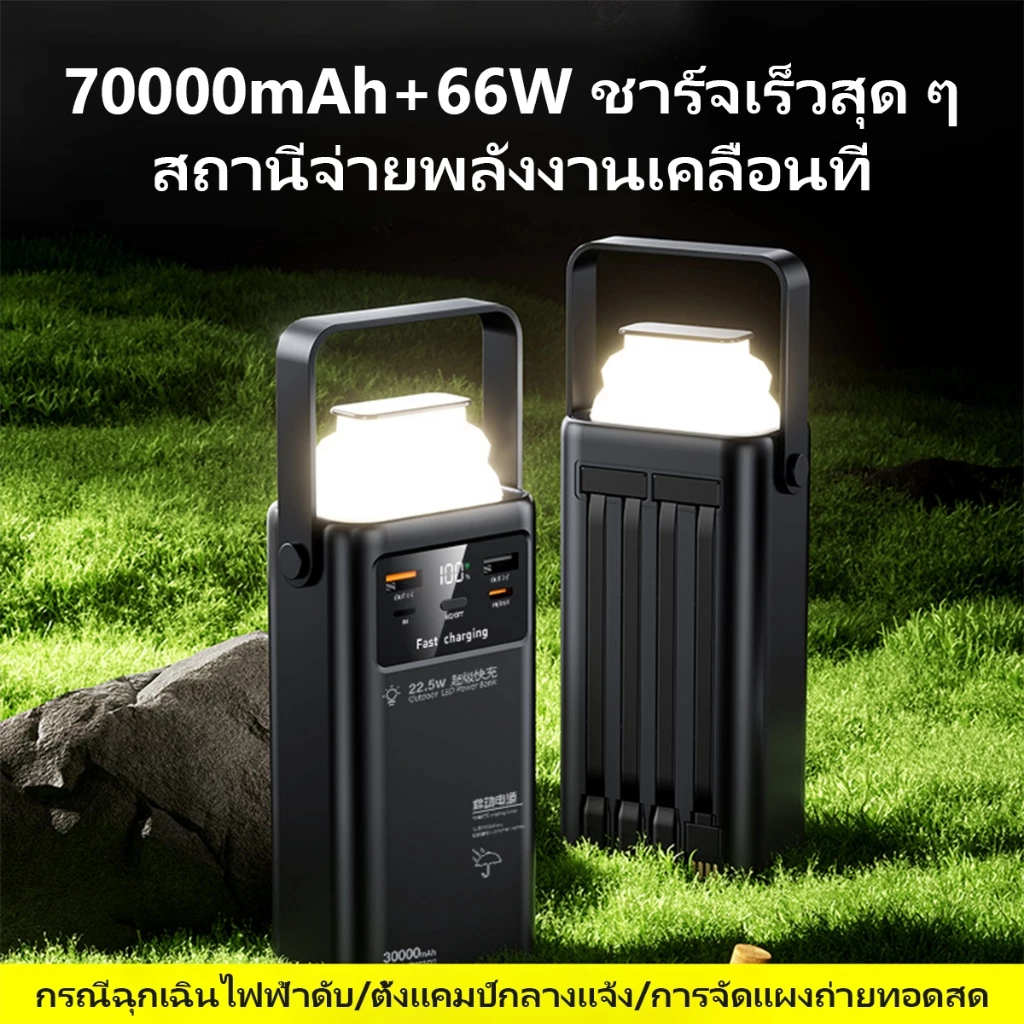 PowerBank 70000mAh ชาร์จเร็ว 66W แรงจริง 100% LED รับประกันในไทย!