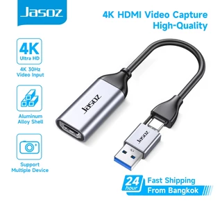 ⚡COD⚡Jasoz การ์ดจับภาพวิดีโอ Video Capture Card USB to Type-C+HDMI Video Audio Recording for Gaming