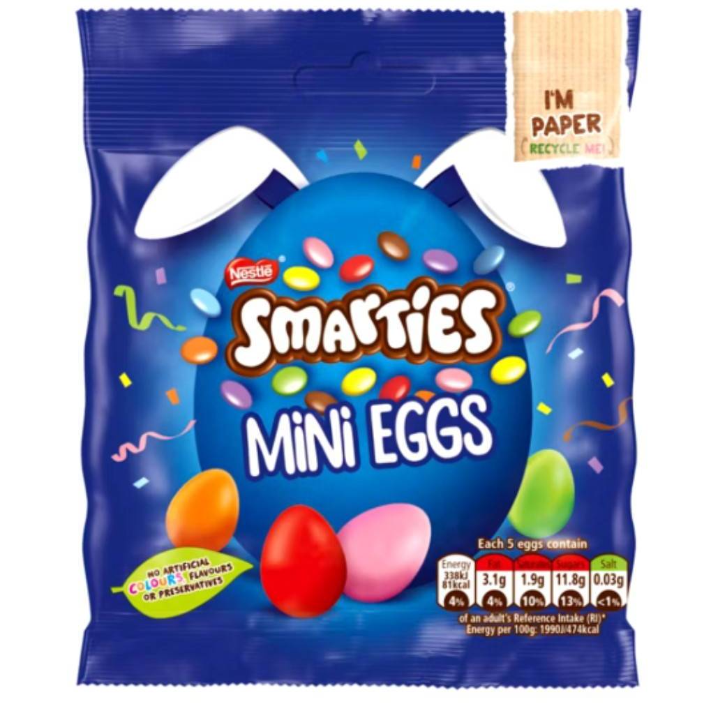 Smarties Mini Eggs Milk Chocolate Sharing Pouch Nestle 80 G.