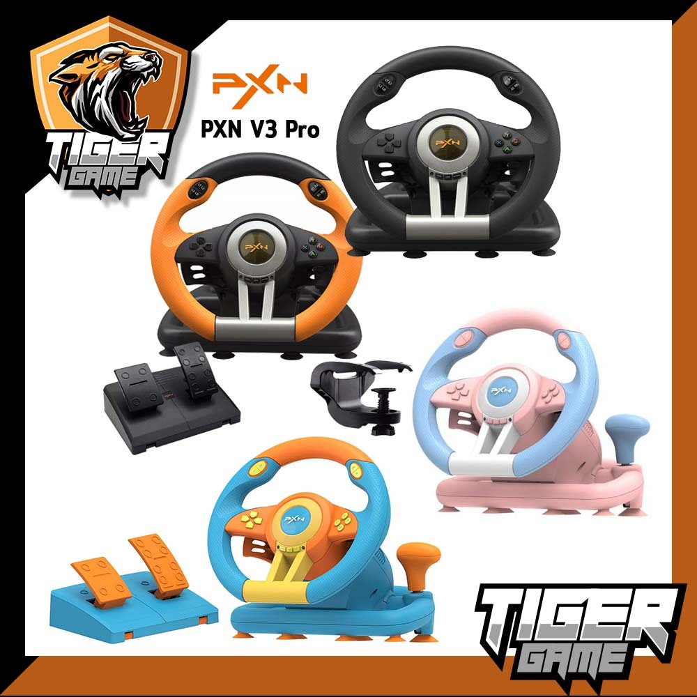 PXN V3 Pro ชุดจอยพวงมาลัยพร้อมเกียร์ for PC, PS3, PS4, Xbox one, Xbox Series X/S, Switch (จอยพวงมาลัย PS)(พวงมาลัย Game)