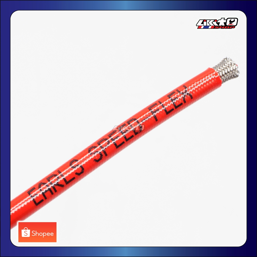 EARL'S สายเบรค Speed Flex สีแดง โลโก้ดำ (Made in UK) - (ตัวเลือก 10,20,50นิ้ว)
