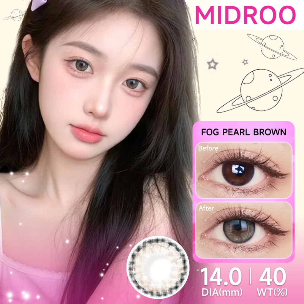 MIDROO【COD】ส่งไวจากไทยคอนแทคเลนส์ FOG PEARL ขนาดมินิ 14.0mm Monthly Replace