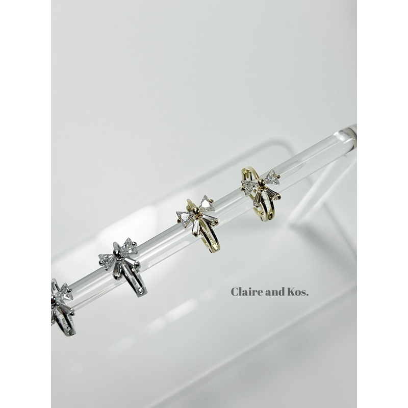 Claire&Kos - ต่างหูโบว์คริสตัล มินิมิล
