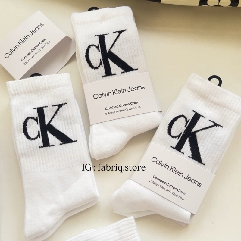 ของแท้100% 🧦 Calvin Klein Monogram Crew Socks ถุงเท้า CK