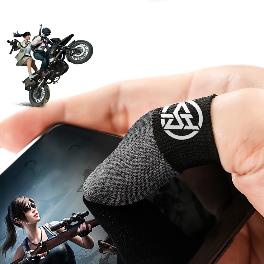 GAME FINGER SLEEVE ถุงนิ้วเล่นเกมมือถือ 1คู่ เล่นได้ทุกเกม  (GFS ใยเงิน+ไนลอน+สแปนเเด็กซ์)