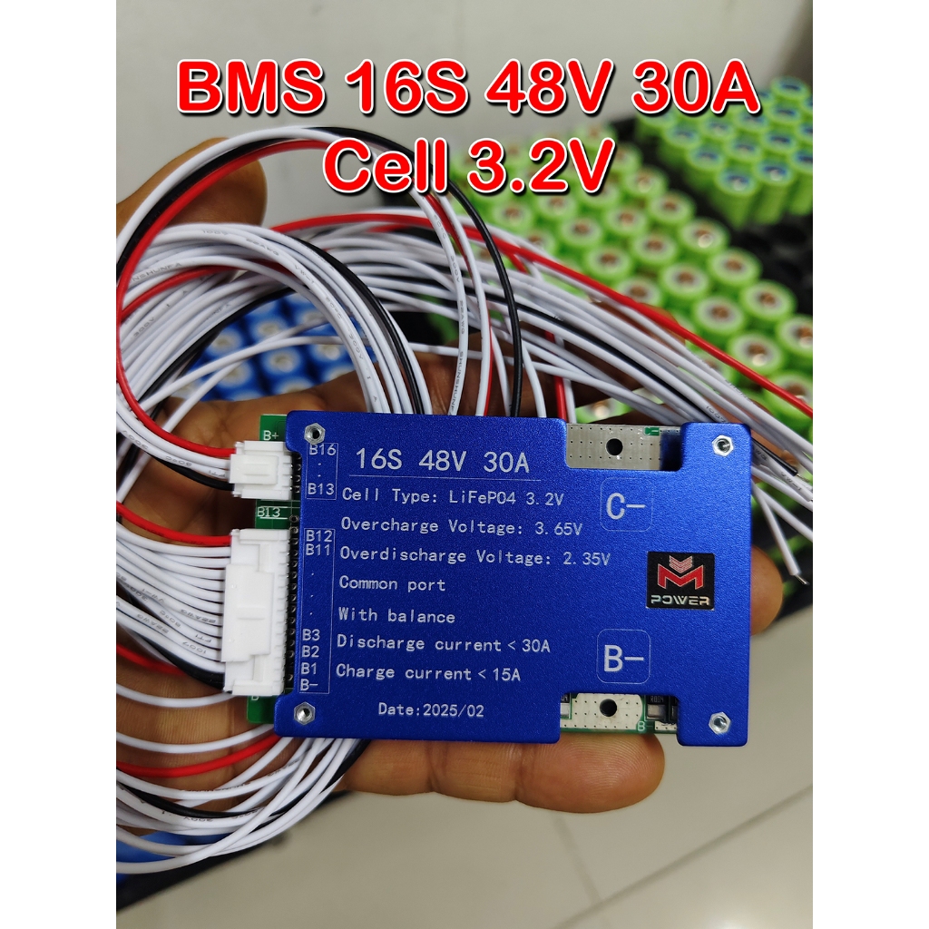บอร์ด BMS 16S 48V 30A - 40A สำหรับแบต LiFePo4 32650 (3.2V) สำหรับ แบตเตอรี่ลิเธี่ยมฟอสเฟต(พร้อมสาย)