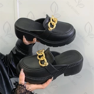 SHO-SUNX88🧃รองเท้าสไตล์เกาหลี แถมตัวติด ส้นสูงน่ารัก วัสดุยาง รองเท้าเสริมส้น สูง 7 cm. สีพื้นน่ารัก น้ำหนักเบาใส่สบาย🧃