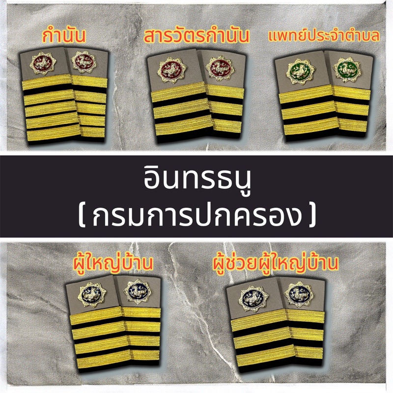 อินทรธนู บ่ากากี กรมการปกครอง กำนัน สารวัตรกำนัน ผู้ใหญ่บ้าน ผู้ช่วยผู้ใหญ่บ้าน แพทย์ประจำตำบล