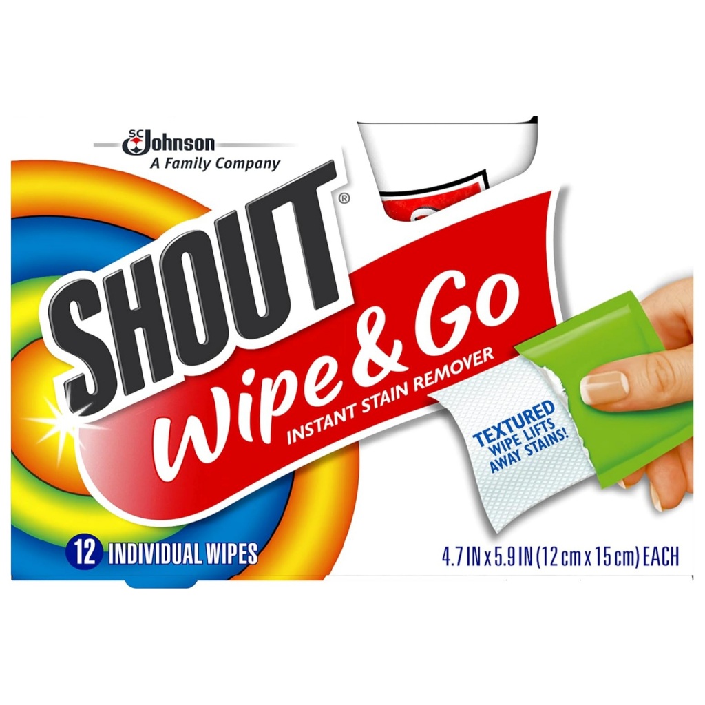 Shout Wipes - Portable Stain Treater Towelettes - (1 Pack, 12 Wipes)