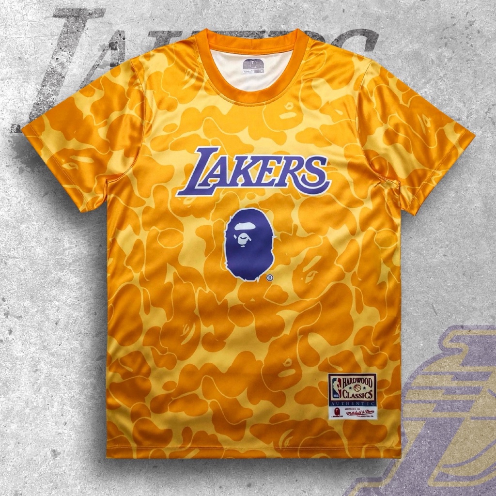 เสื้อแขนสั้นผ้าพิมพ์ B.A.P.E LAKERS มีไซส์ใหญ่