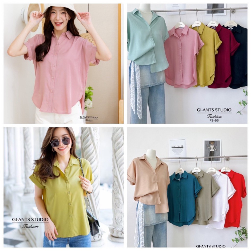 ป้าย GI-ANTS เสื้อเชิ้ตแขนสั้น อก 42 นิ้ว ยาว 24 นิ้ว