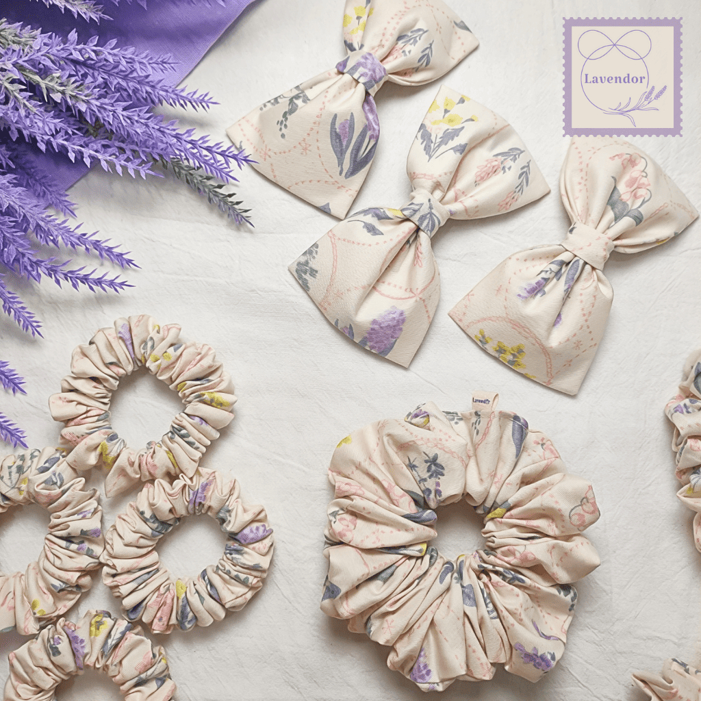 [Lavendor - Molly] Handmade Scrunchies ยางมัดผม ยางรัดผม แฮนด์เมด สีชมพู สไตล์วินเทจ คอตเทจ