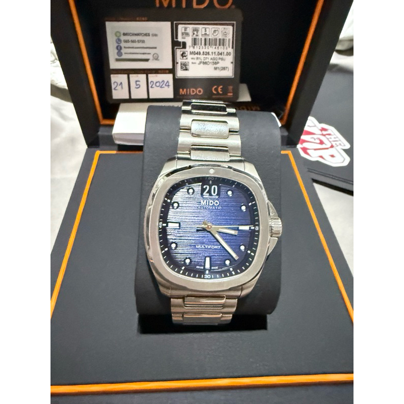MIDO MULTIFORT TV BIG DATE สีน้ำเงิน