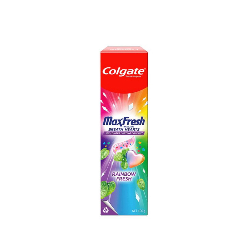 ยาสีฟันคอลเกตแมกซ์เฟรชเรนโบว์เฟรช 100g/คอลเกตเกลือใบฝรั่ง75g Colgate Max fresh Rainbow Fresh