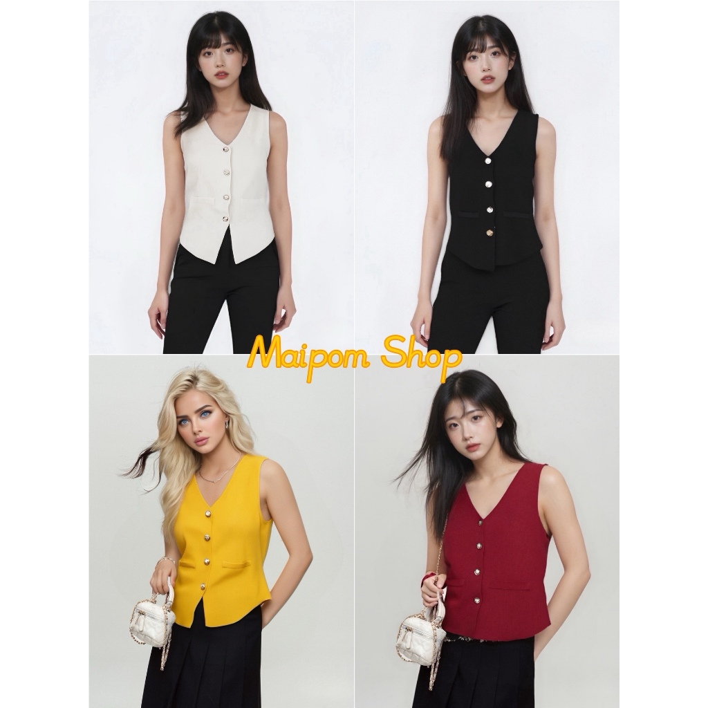 ไหมพรมช้อป จัดส่งรวดเร็ว เสื้อกั๊ก เสื้อกล้ามมคอวี ทรงเข้ารูป ใส่สวย อกไม่เกิน 36 นิ้ว ฟรีไซส์