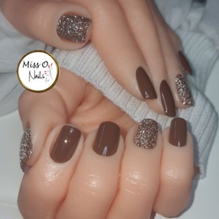 เล็บสีน้ำตาลเอิร์ธโทนแฟลช G006  เล็บปลอม เล็บเจลสำเร็จรูป งา…