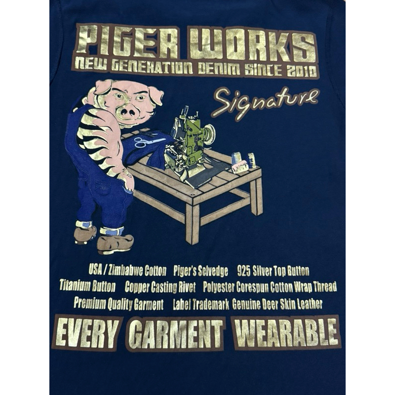 (Rare Item)!!สินค้าพร้อมส่ง++ เสื้อยืด PIGER WORKS SIZE S (มือสอง)สภาพนางฟ้า