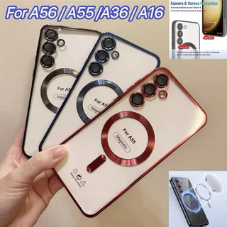 เคสชาร์จไร้สาย สำหรับ Samsung A57 A07 A17 A56 A36 A26 A16 A05 A06 A05S A14 A25 A15 A55 A35 A54 S24FE S23FEเคสใสแม่เหล็ก