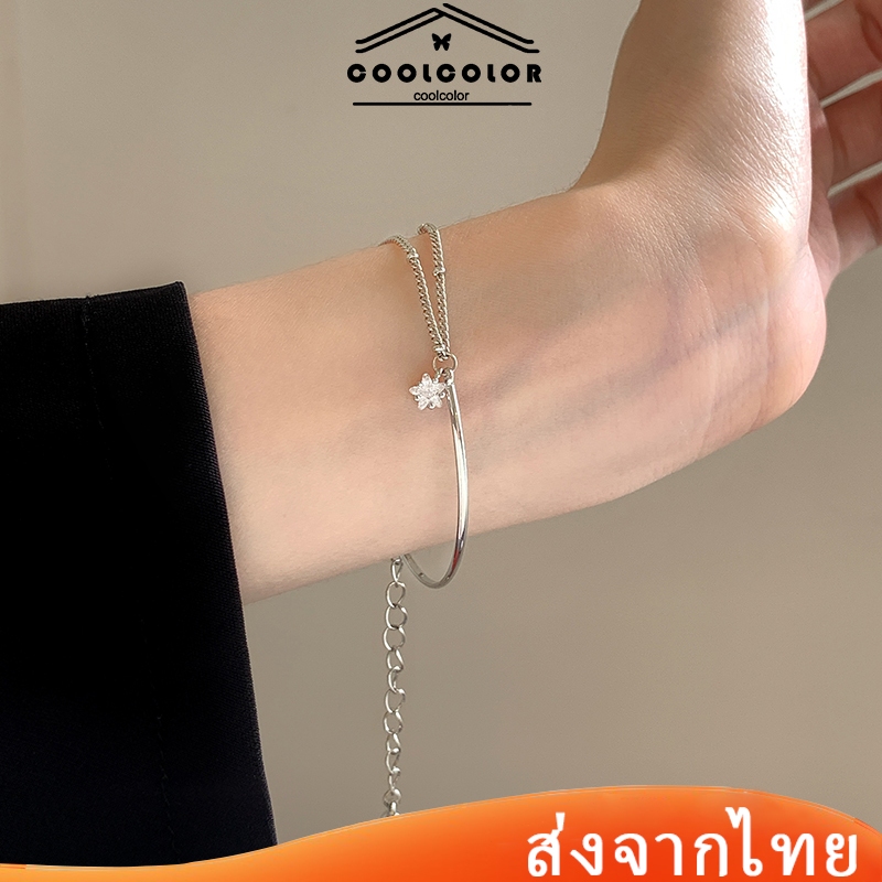 ในไทย💖สร้อยข้อมือจี้ดาวประดับเพทายสไตล์เกาหลีหวานแฟชั่นป้องกันสนิมผู้หญิงทุกวันสวมใส่.COD.coolcolor.th