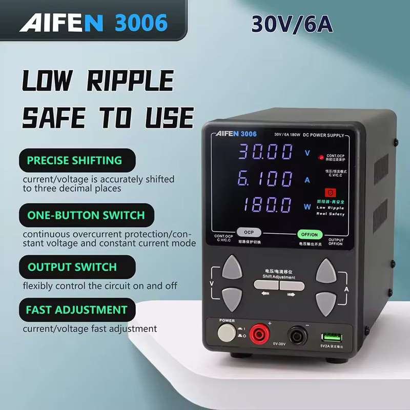 AIFEN 3006 30V 6A 180W DC แหล่งจ่ายไฟห้องปฏิบัติการ Power Supply110/220V สําหรับ Electron ซ่อม
