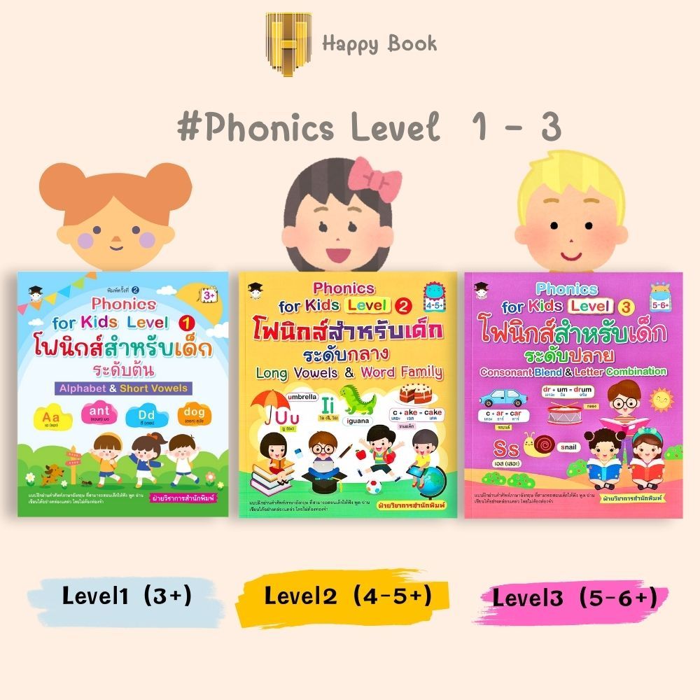 หนังสือ SET  Phonics for kids Level 1–3 : หนังสือเด็ก หนังสือภาพสำหรับเด็ก ภาษาอังกฤษสำหรับเด็ก หัดอ่านภาษาอังกฤษ
