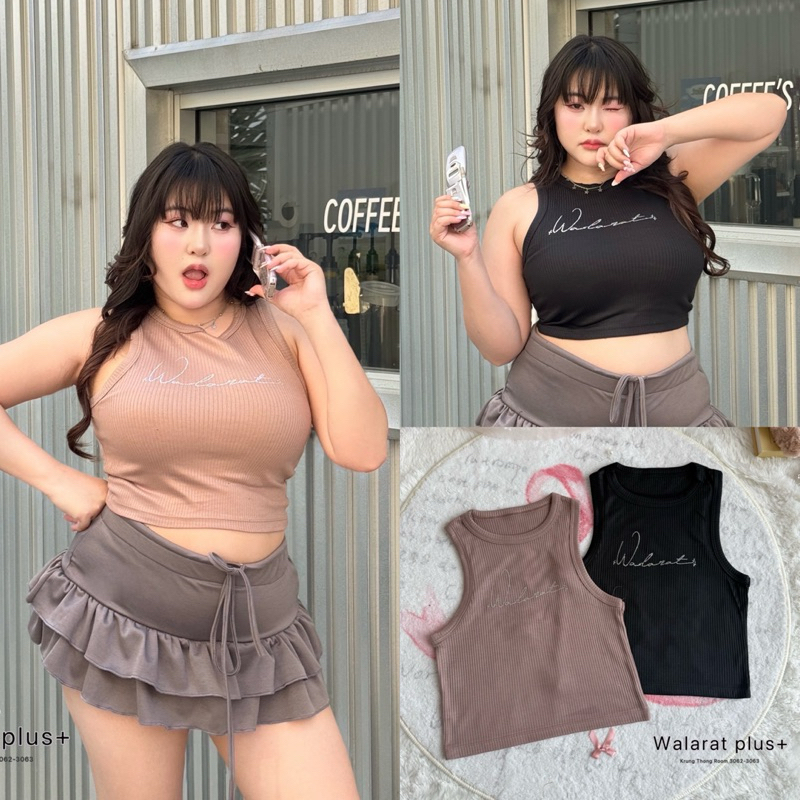 เสื้อกล้าม แต่งเพชรWalarat เสื้อกล้ามสาวอวบ อก36-48นิ้ว plussize