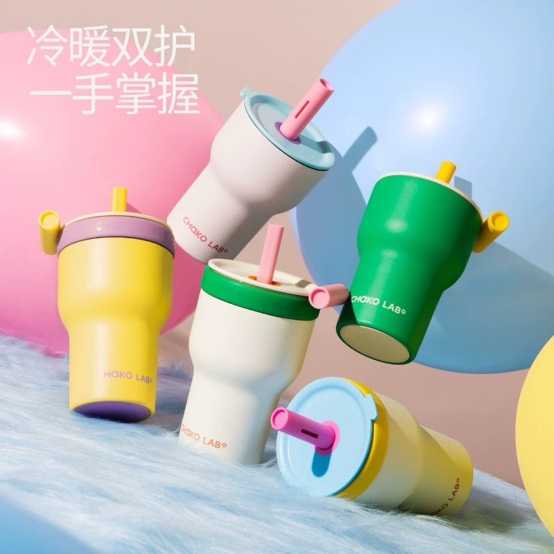 ที่เขียนพร้อมส่ง ส่งจากไทยทันที แถมแปรงล้างหลอด(ใช้โค้ดเหลือง 30%ได้)Chako labNew 2 in 1 แก้ว2ชั้น ความจุ 600ml