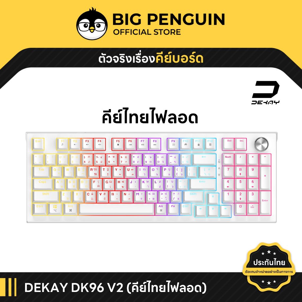 [โค้ดคุ้มลด 20%] DEKAY96 V2 DK96 VOLUME KNOB DK96 Mechanical keyboard คีย์ไทยไฟลอด คีย์บอร์ดภาษาไทยDK 96 DEKAY 96