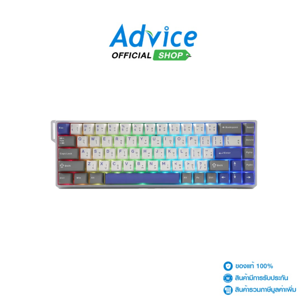 AULA KEYBOARD (คีย์บอร์ด) WIN68 WHITE/GRAY/BLUE CHUN MAGNETIC SWITCH - A0168027