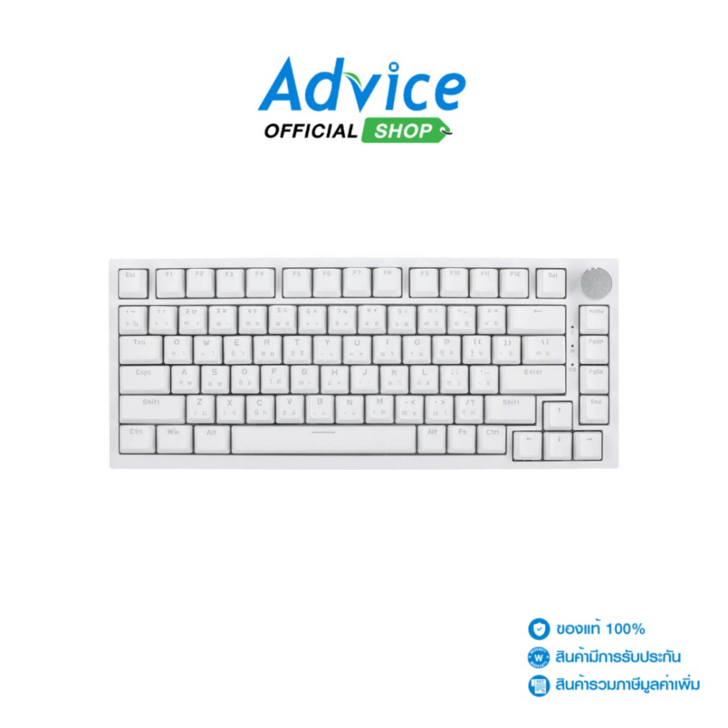 AJAZZ KEYBOARD (คีย์บอร์ด) AK820 MINIMAL WHITE BLUE SWITCH - A0168707